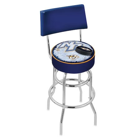 Holland Bar Stool Co 30" Chrome 2-Ring Nashville Predators Swivel Bar Stool, Back L7C430NshPre-D2